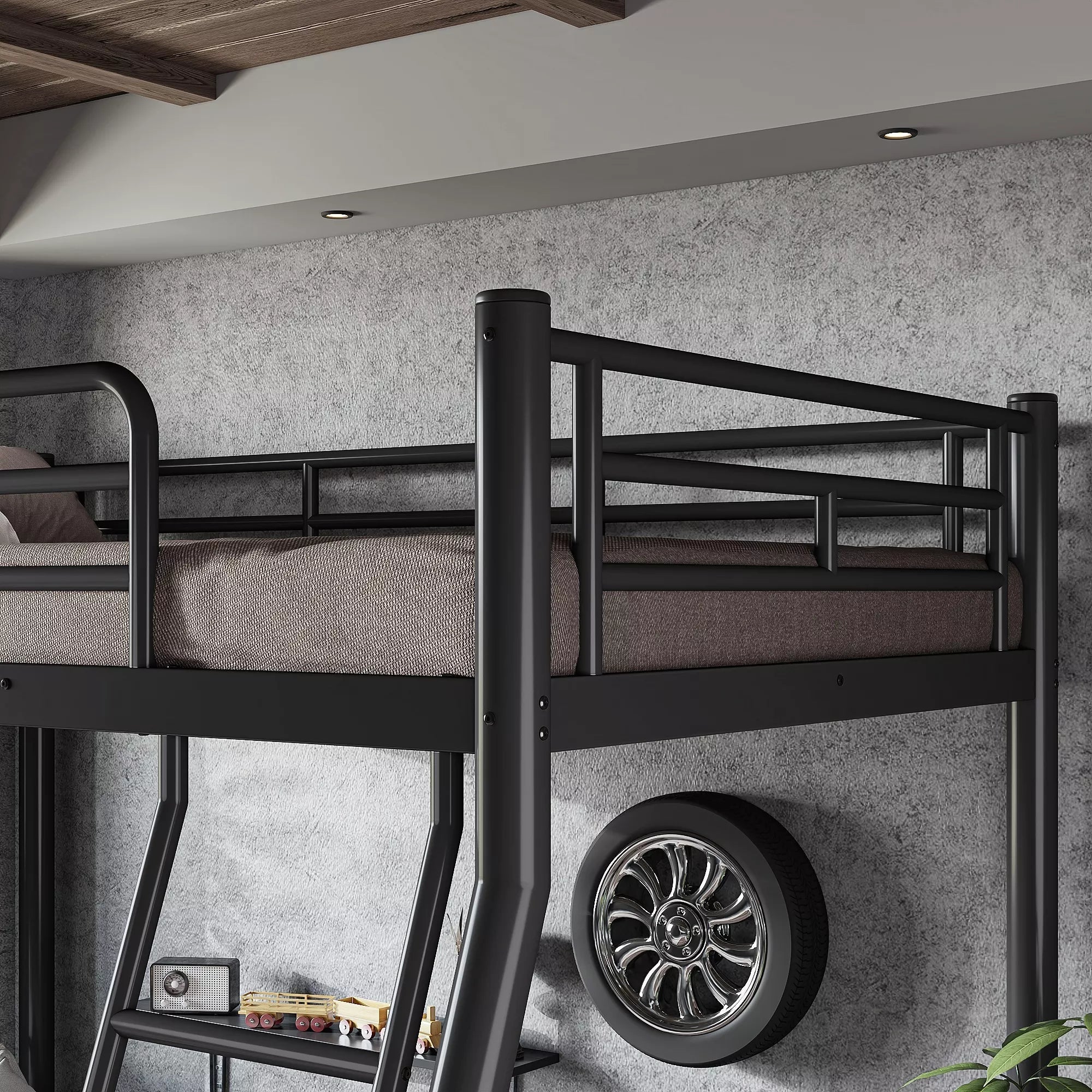 Bellemave® Twin over Full Bunk Bed, Space Saving Metal Frame with Noise-Reduced Design for Teens & Adults - Bellemave
