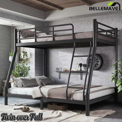Bellemave® Twin over Full Bunk Bed, Space Saving Metal Frame with Noise-Reduced Design for Teens & Adults - Bellemave