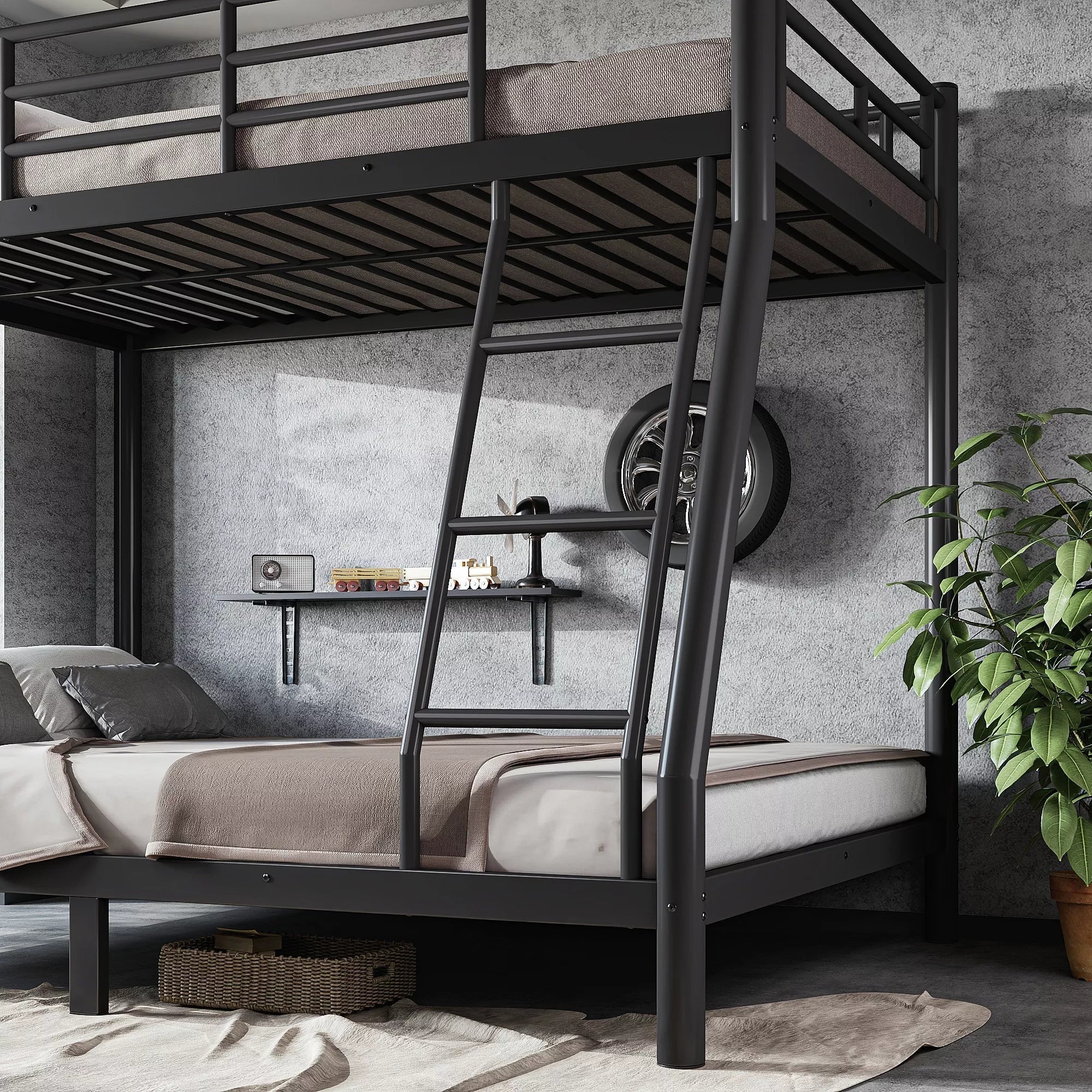 Bellemave® Twin over Full Bunk Bed, Space Saving Metal Frame with Noise-Reduced Design for Teens & Adults - Bellemave