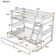 Bellemave® Twin over Full Bunk Bed with 2 Drawers - Bellemave