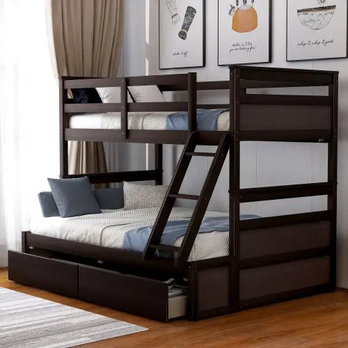 Bellemave® Twin over Full Bunk Bed with 2 Drawers - Bellemave