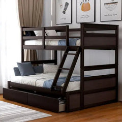 Bellemave® Twin over Full Bunk Bed with 2 Drawers - Bellemave
