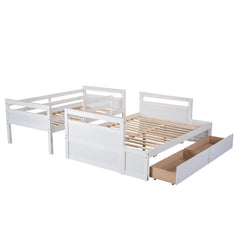 Bellemave® Twin over Full Bunk Bed with 2 Drawers - Bellemave