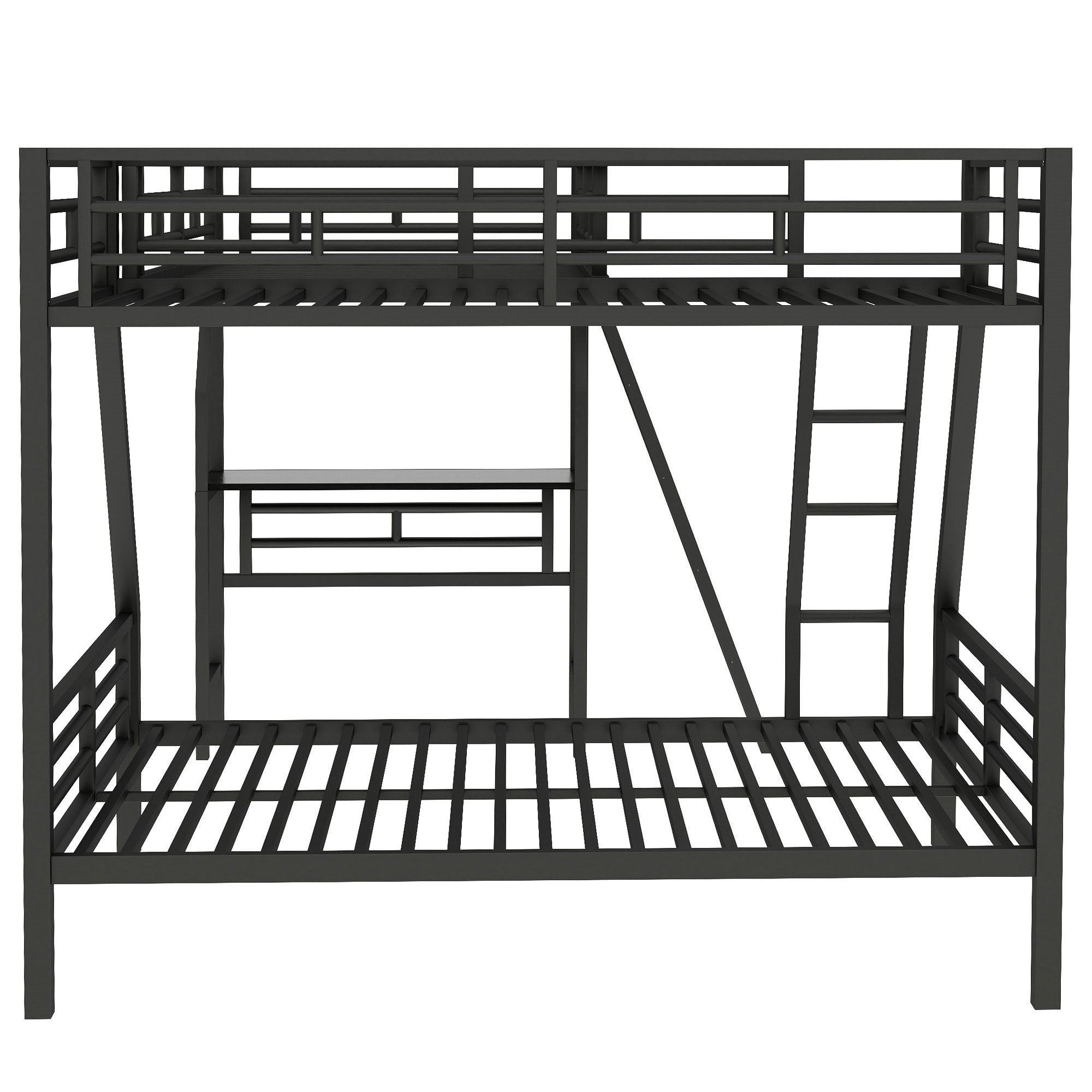 Bellemave® Twin Over Full Bunk Bed with a Twin Size Loft Bed Attached, with a Desk, Triple Sleeper Metal Bunk Bed, Black - Bellemave