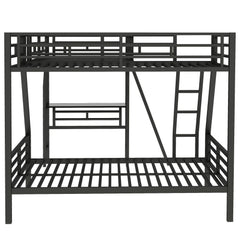 Bellemave® Twin Over Full Bunk Bed with a Twin Size Loft Bed Attached, with a Desk, Triple Sleeper Metal Bunk Bed, Black - Bellemave