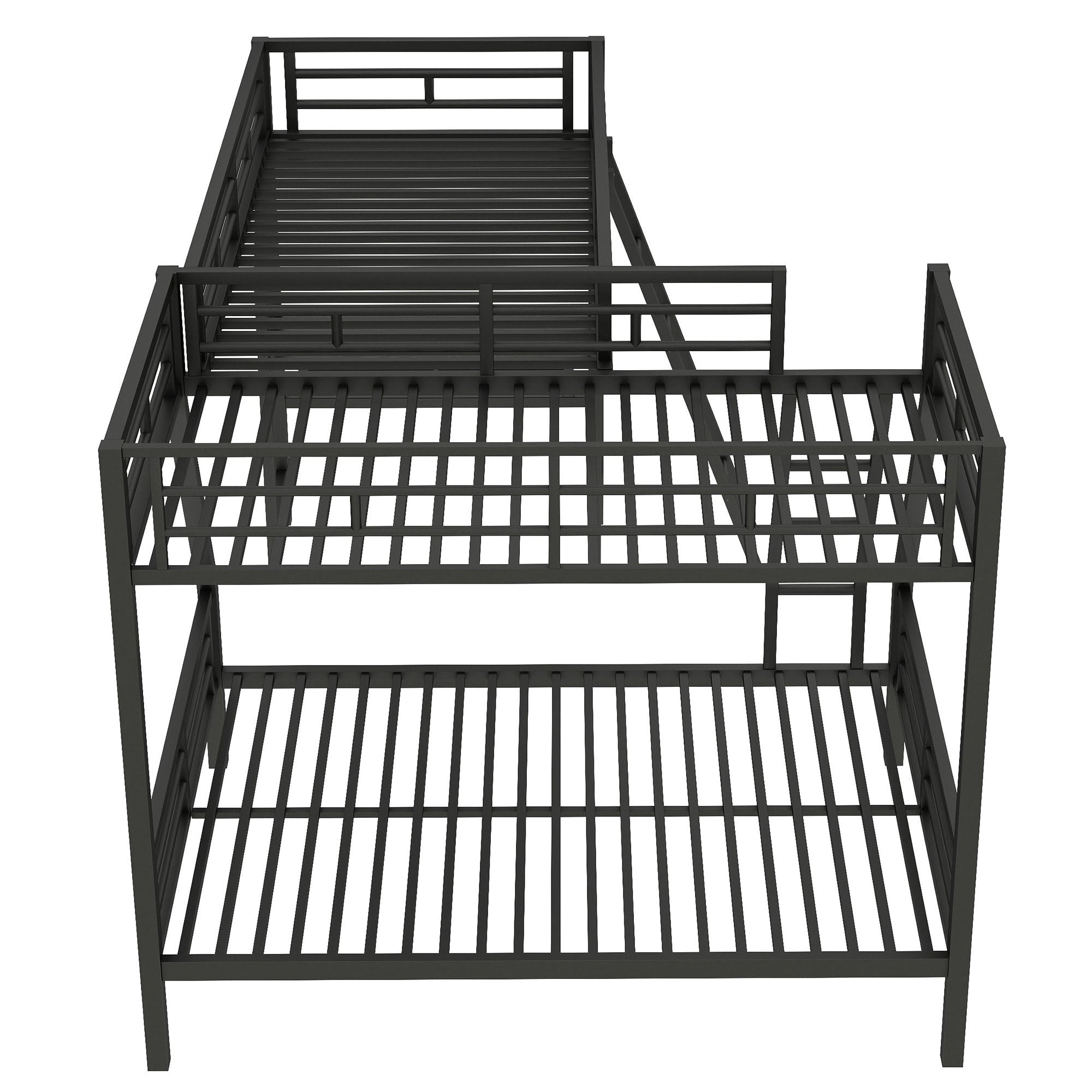 Bellemave® Twin Over Full Bunk Bed with a Twin Size Loft Bed Attached, with a Desk, Triple Sleeper Metal Bunk Bed, Black - Bellemave