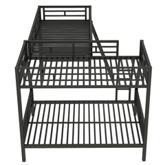 Bellemave® Twin Over Full Bunk Bed with a Twin Size Loft Bed Attached, with a Desk, Triple Sleeper Metal Bunk Bed, Black - Bellemave