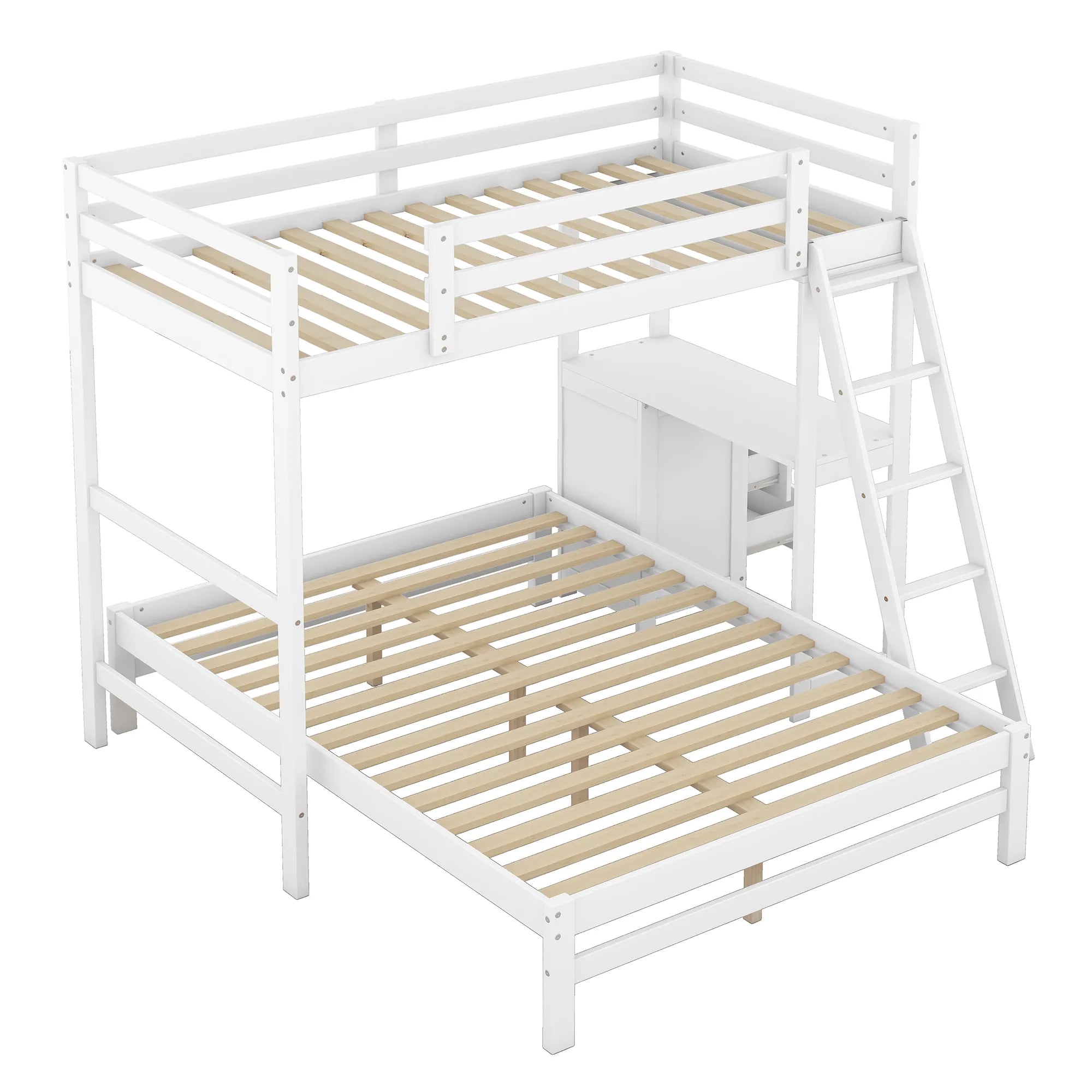 Bellemave® Twin over Full Bunk Bed with Built - in Desk and Three Drawers - Bellemave