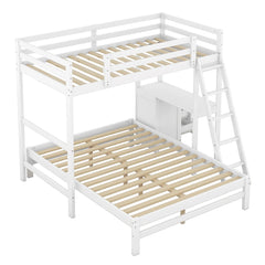 Bellemave® Twin over Full Bunk Bed with Built - in Desk and Three Drawers - Bellemave