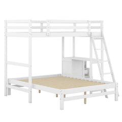 Bellemave® Twin over Full Bunk Bed with Built - in Desk and Three Drawers - Bellemave