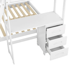 Bellemave® Twin over Full Bunk Bed with Built - in Desk and Three Drawers - Bellemave