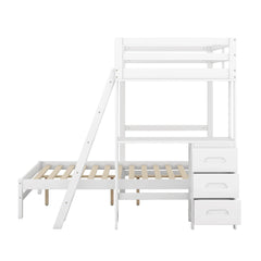 Bellemave® Twin over Full Bunk Bed with Built - in Desk and Three Drawers - Bellemave