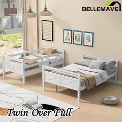 Bellemave® Twin over Full Bunk Bed with ladder, Safety Guardrail - Bellemave