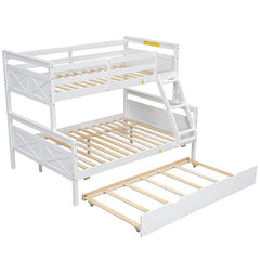 Bellemave® Twin over Full Bunk Bed with Ladder, Safety Guardrail and Twin Size Trundle - Bellemave
