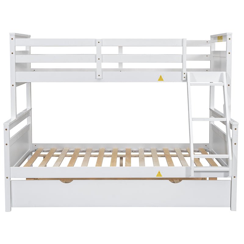 Bellemave® Twin over Full Bunk Bed with Ladder, Safety Guardrail and Twin Size Trundle - Bellemave