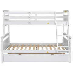 Bellemave® Twin over Full Bunk Bed with Ladder, Safety Guardrail and Twin Size Trundle - Bellemave