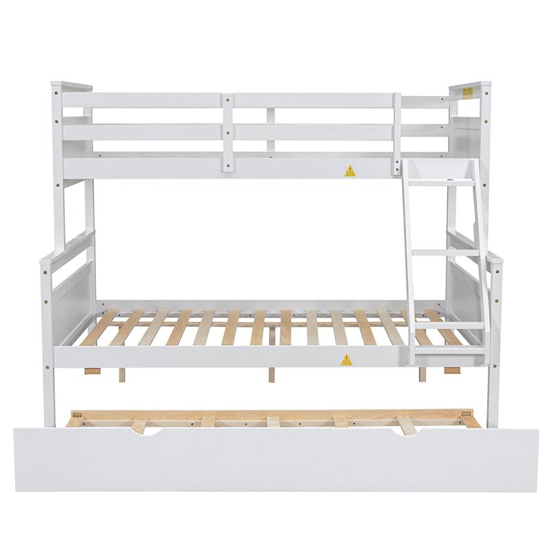 Bellemave® Twin over Full Bunk Bed with Ladder, Safety Guardrail and Twin Size Trundle - Bellemave