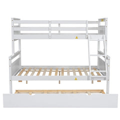 Bellemave® Twin over Full Bunk Bed with Ladder, Safety Guardrail and Twin Size Trundle - Bellemave
