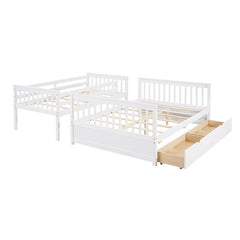 Bellemave® Twin over Full Bunk Bed with Ladders and Two Storage Drawers - Bellemave