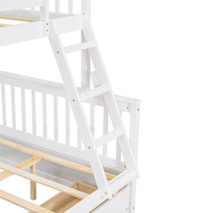 Bellemave® Twin over Full Bunk Bed with Ladders and Two Storage Drawers - Bellemave
