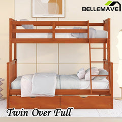 Bellemave® Twin over Full Bunk Bed with Ladders and Two Storage Drawers - Bellemave