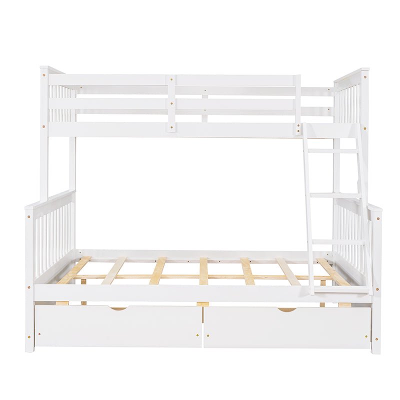 Bellemave® Twin over Full Bunk Bed with Ladders and Two Storage Drawers - Bellemave