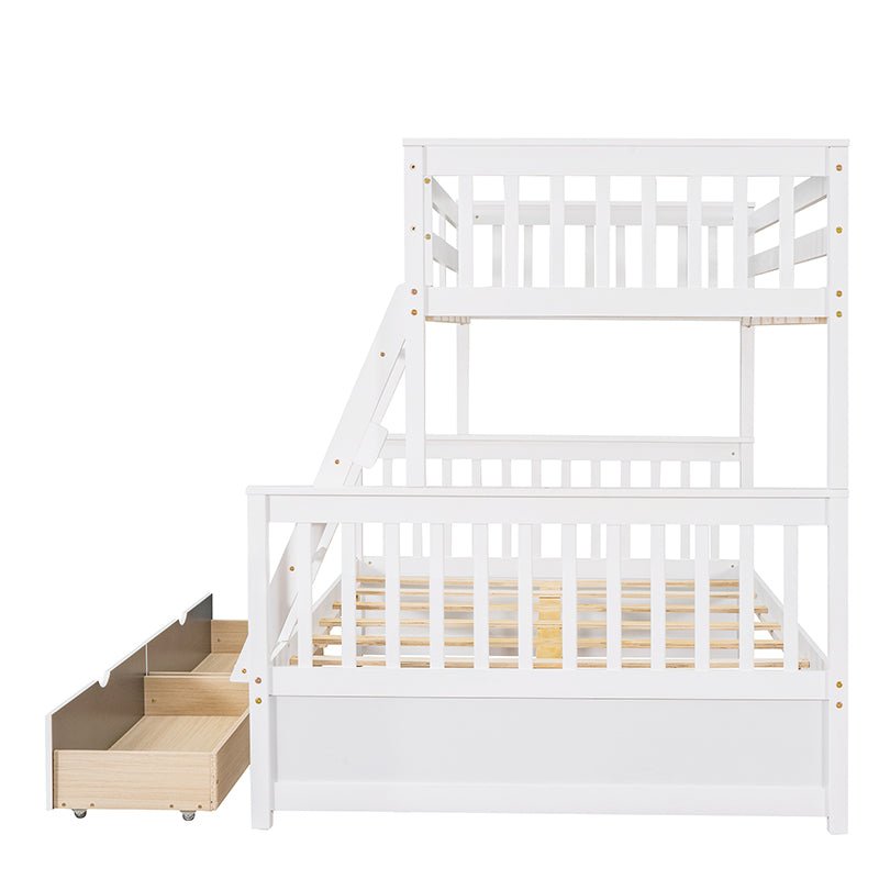 Bellemave® Twin over Full Bunk Bed with Ladders and Two Storage Drawers - Bellemave