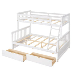 Bellemave® Twin over Full Bunk Bed with Ladders and Two Storage Drawers - Bellemave