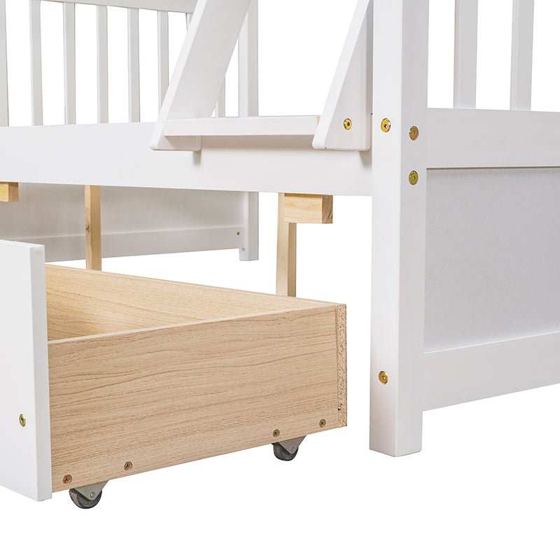 Bellemave® Twin over Full Bunk Bed with Ladders and Two Storage Drawers - Bellemave
