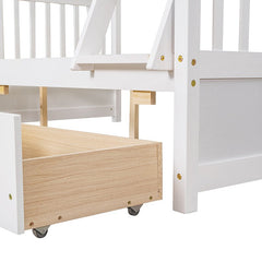 Bellemave® Twin over Full Bunk Bed with Ladders and Two Storage Drawers - Bellemave
