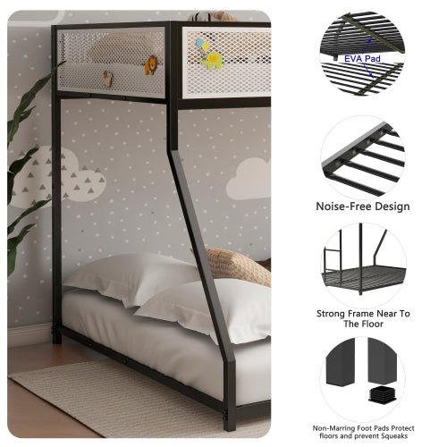 Bellemave® Twin over Full Bunk Bed with Mesh Guard Rail - Bellemave