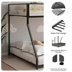 Bellemave® Twin over Full Bunk Bed with Mesh Guard Rail - Bellemave