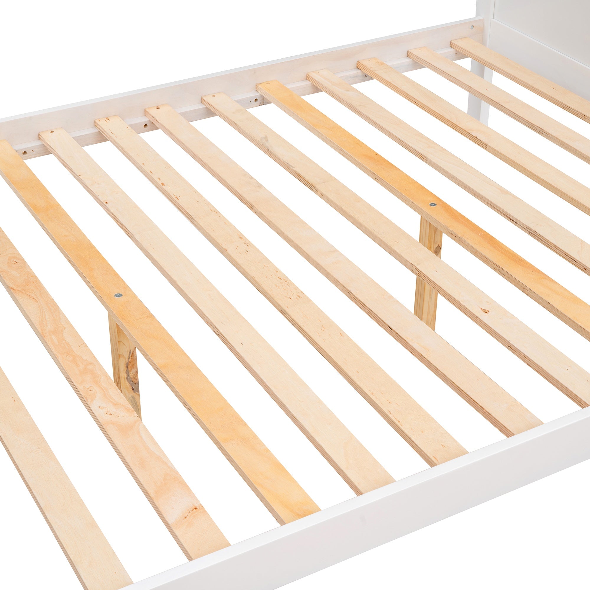 Bellemave® Twin Over Full Bunk Bed with Storage Shelves & Stairs, Solid Wood Staiway Bunk Bed Frame with 2 Drawers - Bellemave