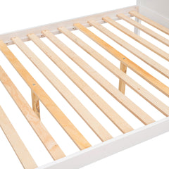 Bellemave® Twin Over Full Bunk Bed with Storage Shelves & Stairs, Solid Wood Staiway Bunk Bed Frame with 2 Drawers - Bellemave