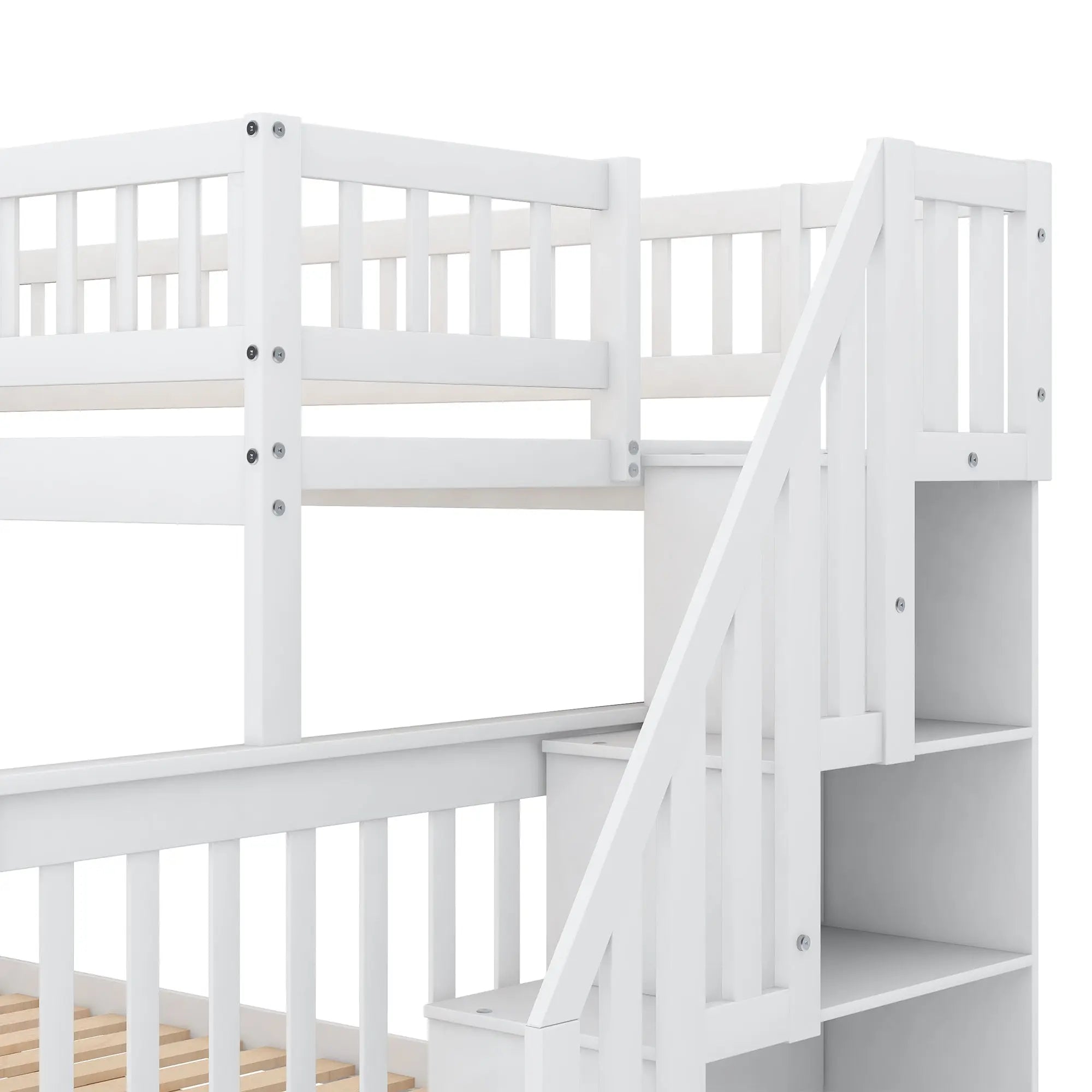 Bellemave® Twin over Full Bunk Bed with Storage Stairs - Bellemave