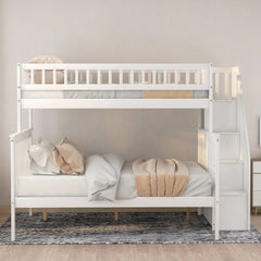 Bellemave® Twin over Full Bunk Bed with Storage Stairs - Bellemave