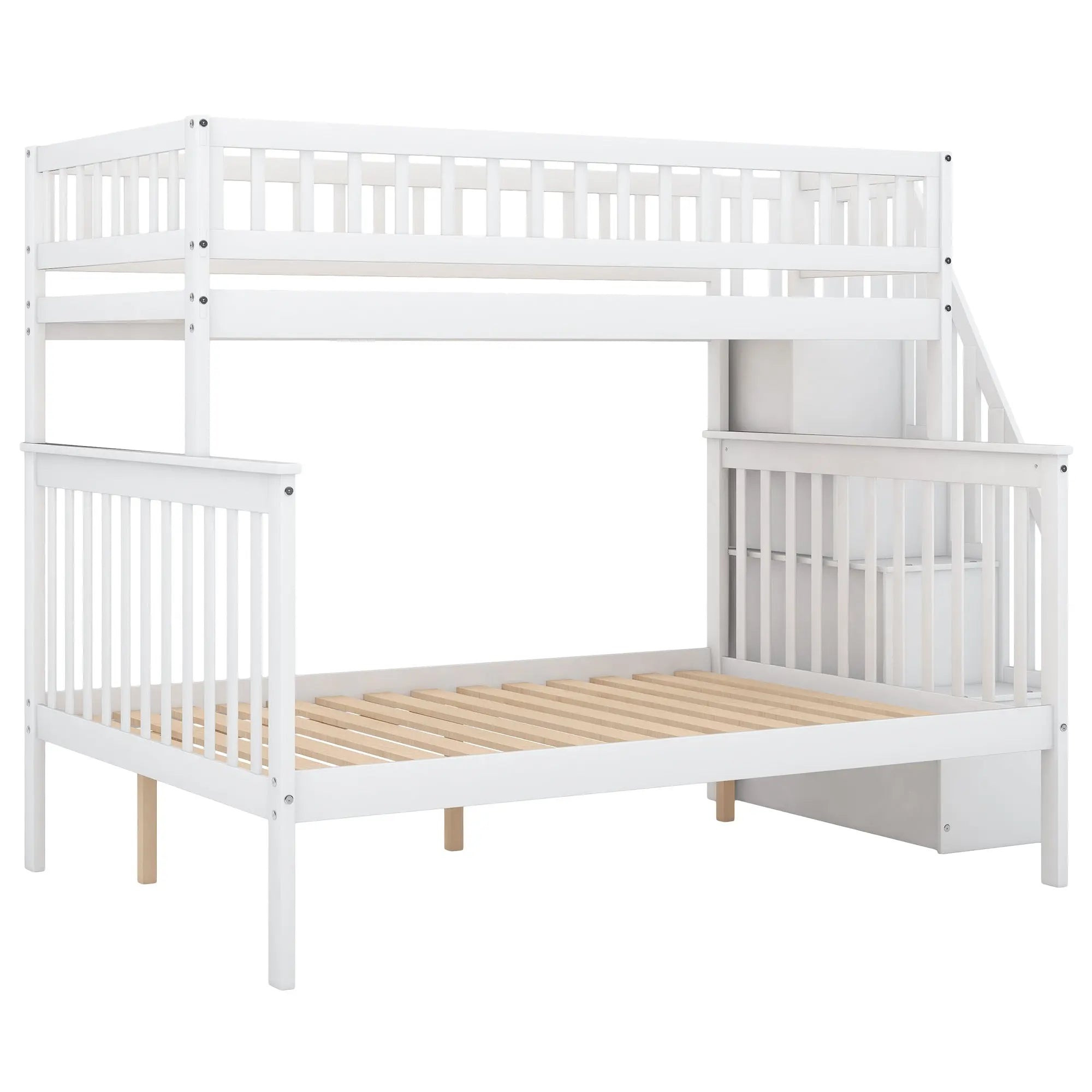 Bellemave® Twin over Full Bunk Bed with Storage Stairs - Bellemave