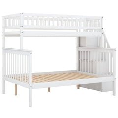 Bellemave® Twin over Full Bunk Bed with Storage Stairs - Bellemave