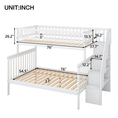 Bellemave® Twin over Full Bunk Bed with Storage Stairs - Bellemave