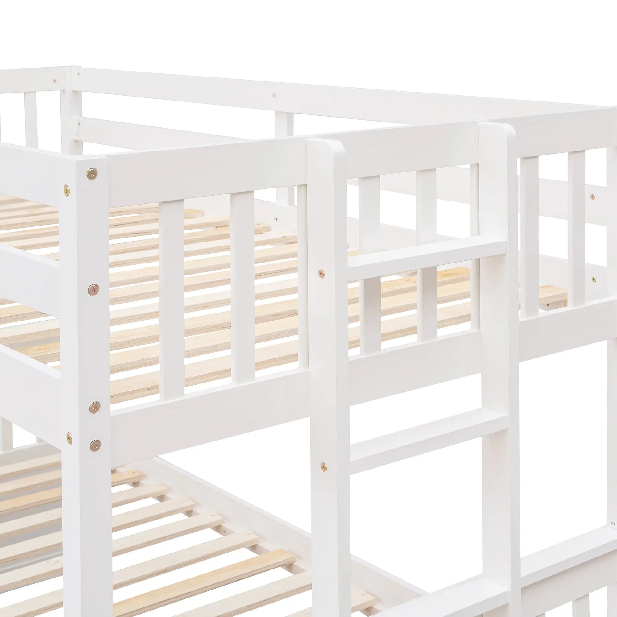 Bellemave® Twin over Full Bunk Bed with Trundle and 3 Drawers - Bellemave