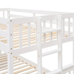 Bellemave® Twin over Full Bunk Bed with Trundle and 3 Drawers - Bellemave