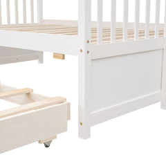 Bellemave® Twin over Full Bunk Bed with Trundle and 3 Drawers - Bellemave