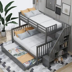 Bellemave® Twin over Full Bunk Bed with Trundle Bed - Bellemave