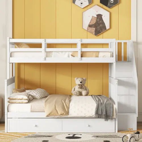 Bellemave® Twin over Full Bunk Bed with Trundle Bed - Bellemave