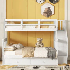Bellemave® Twin over Full Bunk Bed with Trundle Bed - Bellemave