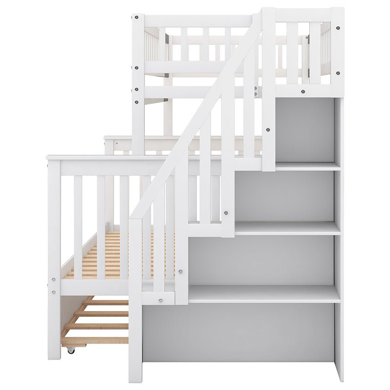 Bellemave® Twin over Full Bunk Bed with Trundle Bed and Staircase - Bellemave