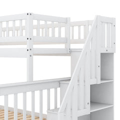 Bellemave® Twin over Full Bunk Bed with Trundle Bed and Staircase - Bellemave