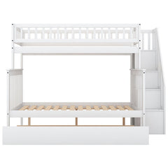 Bellemave® Twin over Full Bunk Bed with Trundle Bed and Staircase - Bellemave