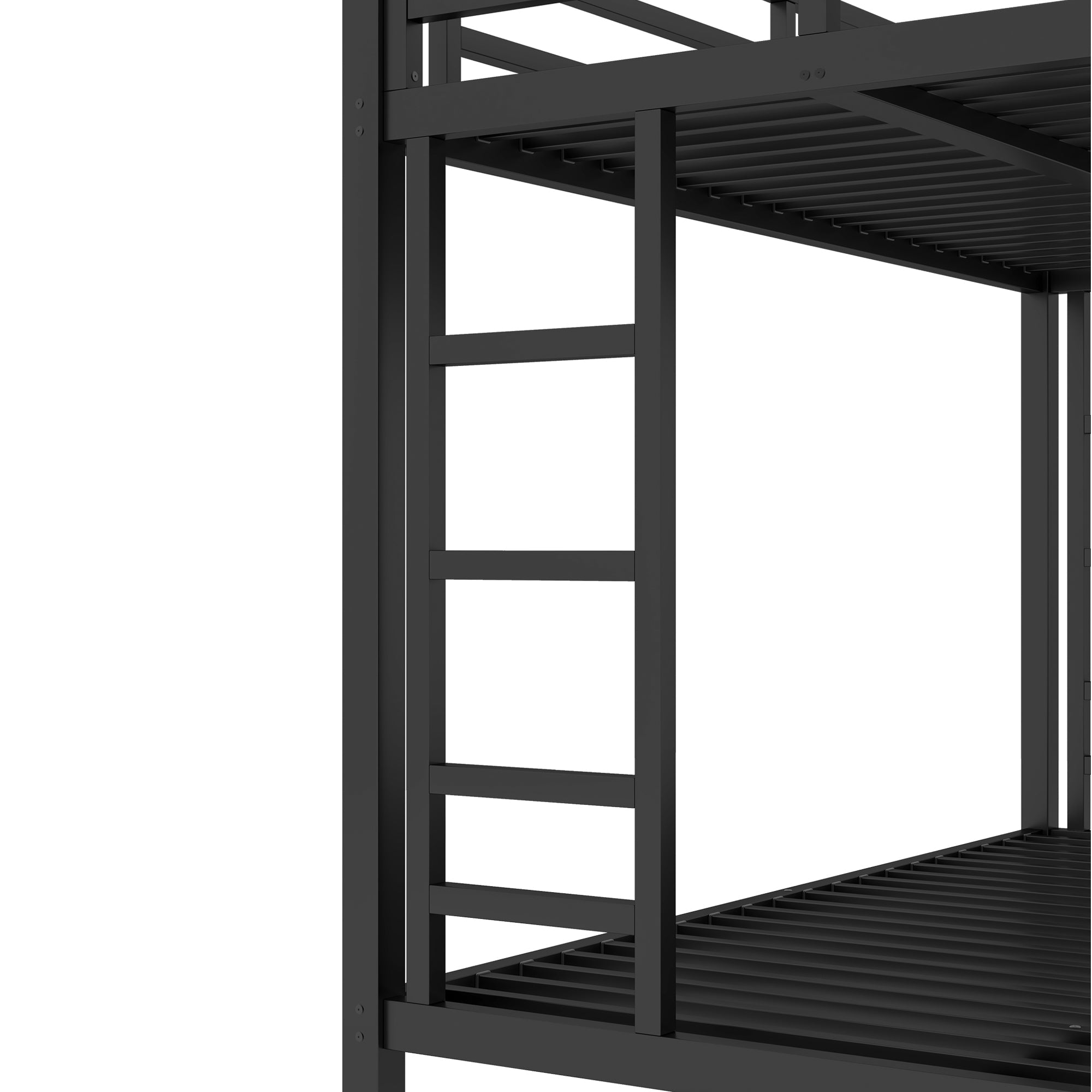 Bellemave® Twin Over Full Bunk Beds for Adults,Heavy Duty Adult Bunk Beds,Metal Bunk Bed Twin Over Full with 2 Ladders for Kids,Teens,Noise - Free,Black - Bellemave
