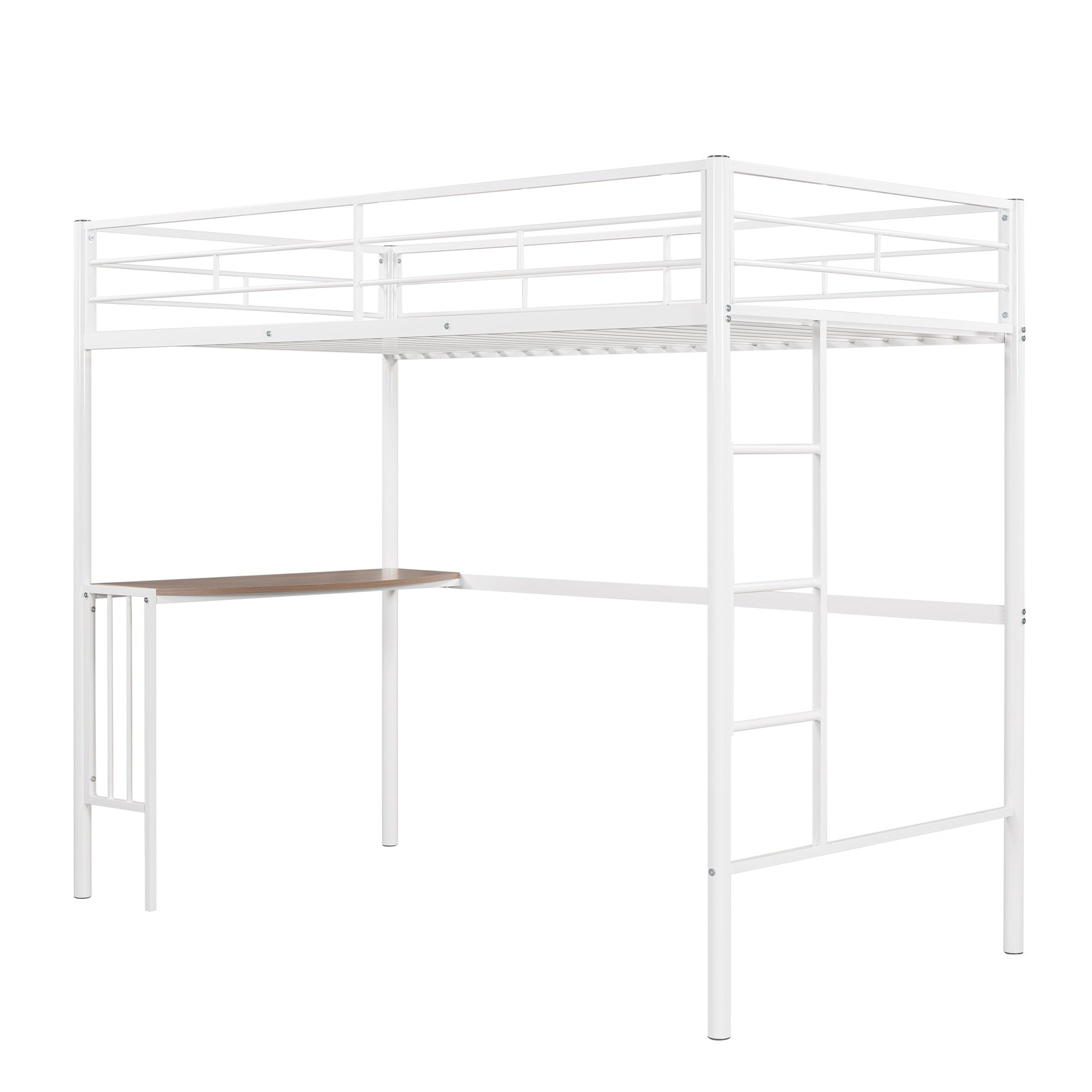Bellemave® Twin Over Full Bunk Beds with Desk, Metal Bunk Bed Frame for Kids & Teens, Loft Bed with Convertible Design,White - Bellemave